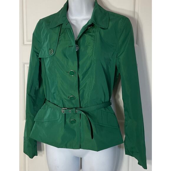 Liz Claiborne Jackets & Blazers - Liz Claiborne Green Belted Rain Resistant Short Trench Jacket with Pockets 8
